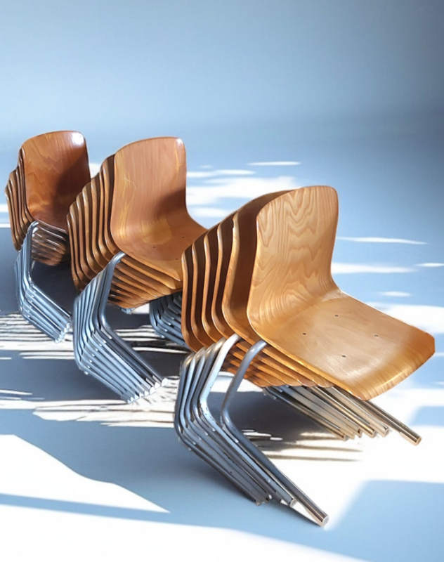 S 263 JC Pagwood stackable chairs, 56 pieces available 