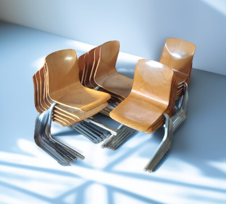 S 263 JC Pagwood stackable chairs, 56 pieces available 