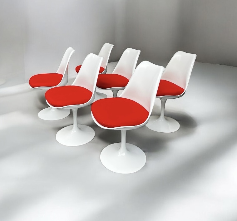 S 267 AV/AG set of 6 Eero Saarinen tulip chairs, Knoll Edition 