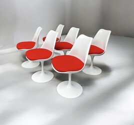 S 267 AV/AG set of 6 Eero Saarinen tulip chairs, Knoll Edition 
