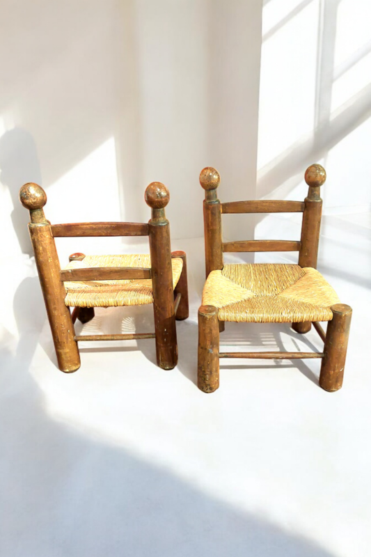S 268 JC French 1930s pair Fireside Chair 'Chaise Basses' by Charles Dudouyt
