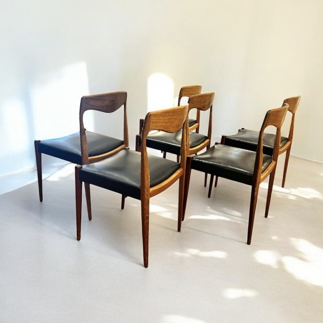 S 272 APO set of 6 teak scandinavian chairs 