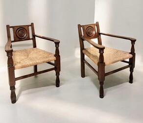 S 277 OB pair of French brutalist armchairs, 1950’s
