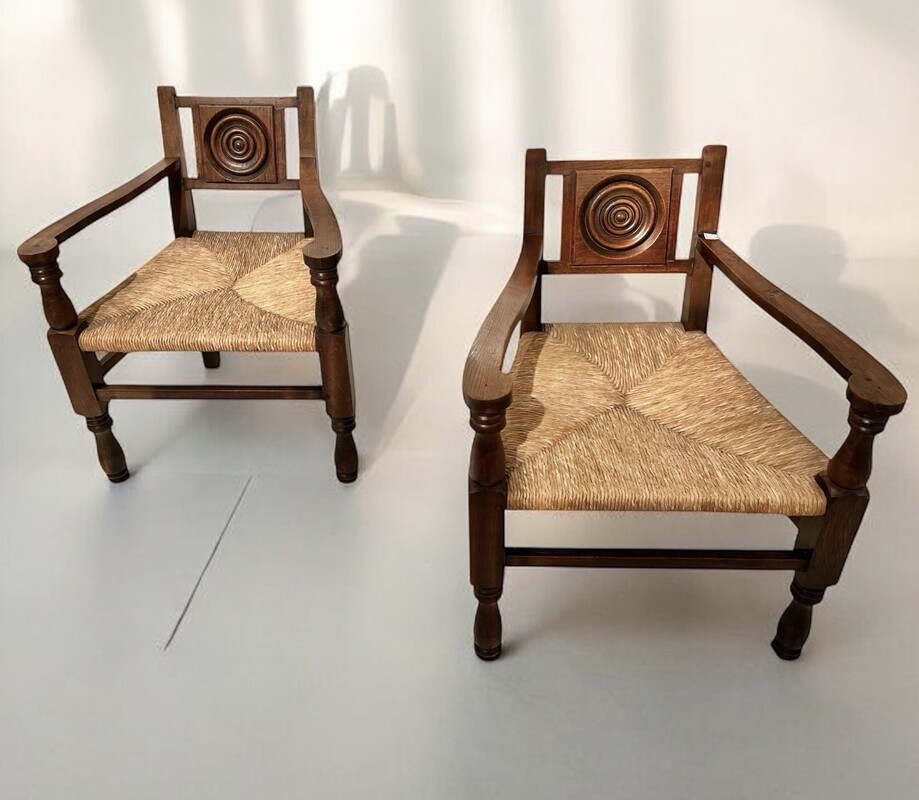S 277 OB pair of French brutalist armchairs, 1950’s