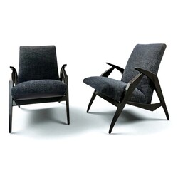 S 278 AS  Pair of 1950s armchairs-chairs, high adjustable, restored