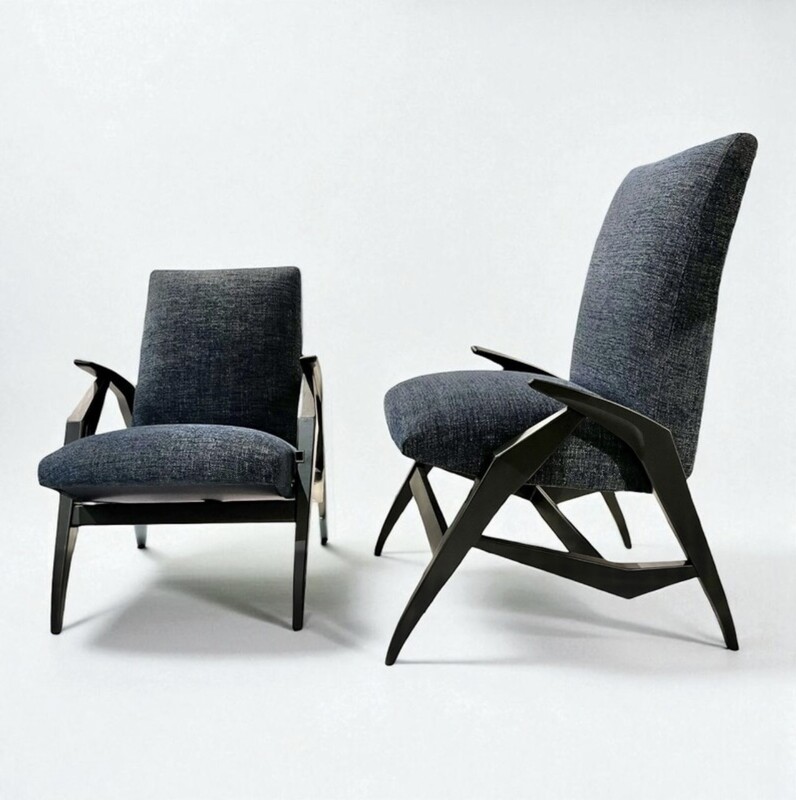 S 278 AS  Pair of 1950s armchairs-chairs, high adjustable, restored