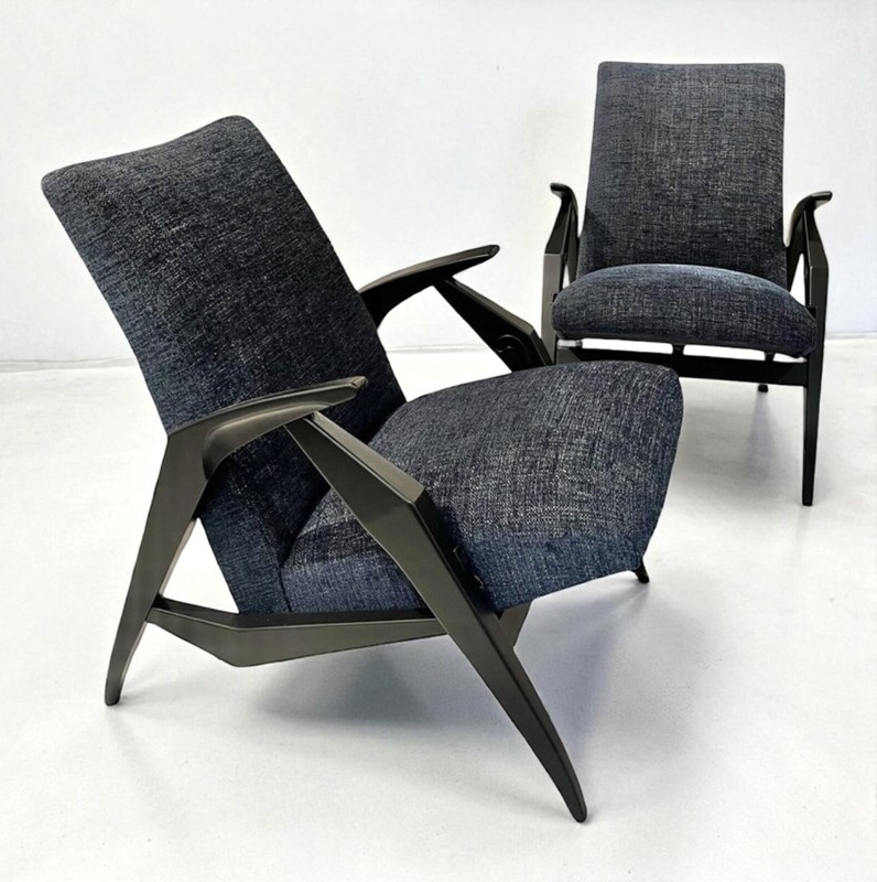 S 278 AS  Pair of 1950s armchairs-chairs, high adjustable, restored