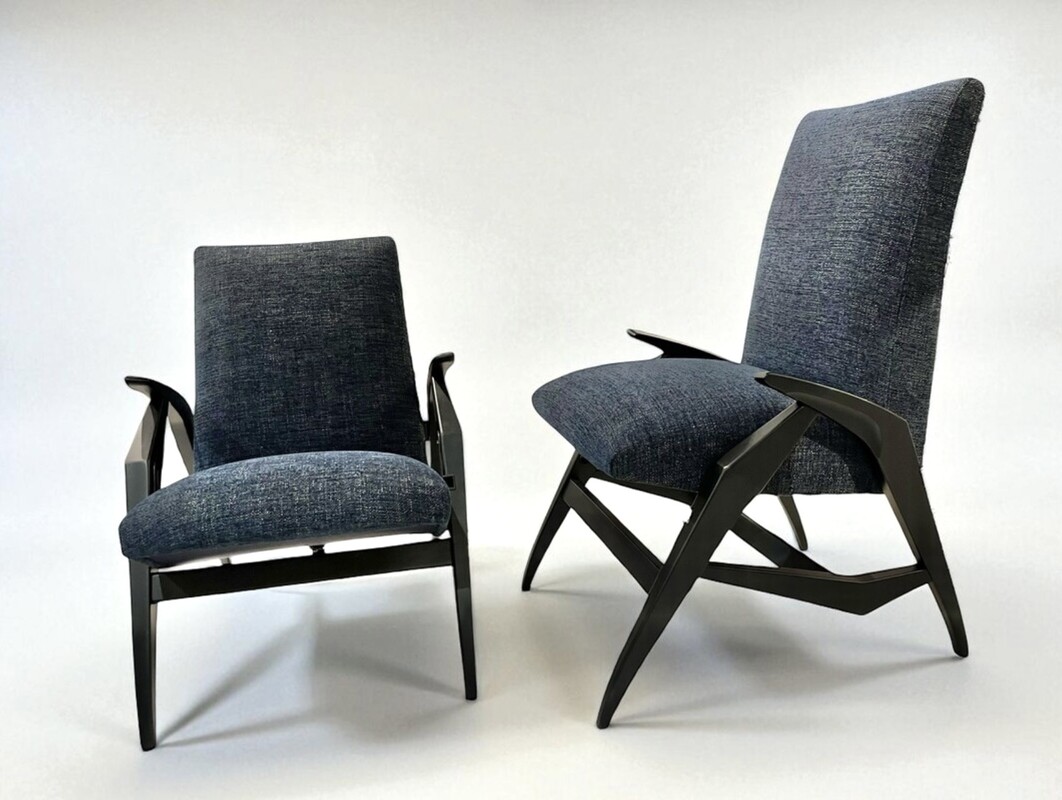 S 278 AS  Pair of 1950s armchairs-chairs, high adjustable, restored