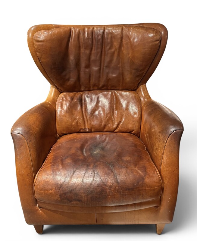 S 279 PL patinated cognac leather armchair 