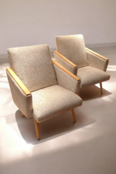 S 285 JC Pair vintage Jiroutek armchairs new upholstery 1950s
