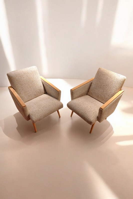 S 285 JC Pair vintage Jiroutek armchairs new upholstery 1950s