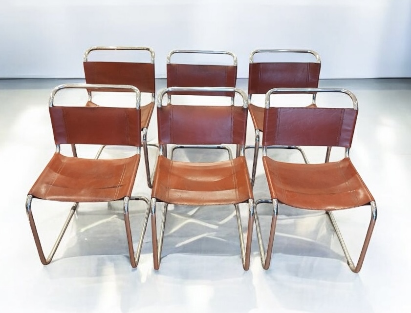 S 292 AV set of 6 leather chairs by Marcel Breuer 