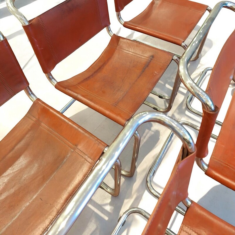 S 292 AV set of 6 leather chairs by Marcel Breuer 