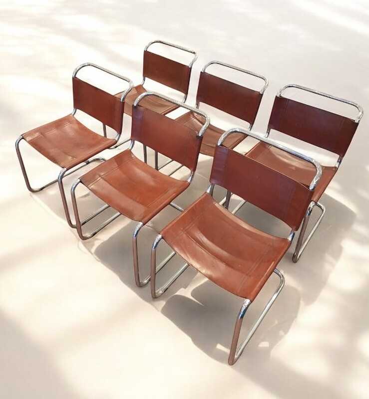 S 292 AV set of 6 leather chairs by Marcel Breuer 