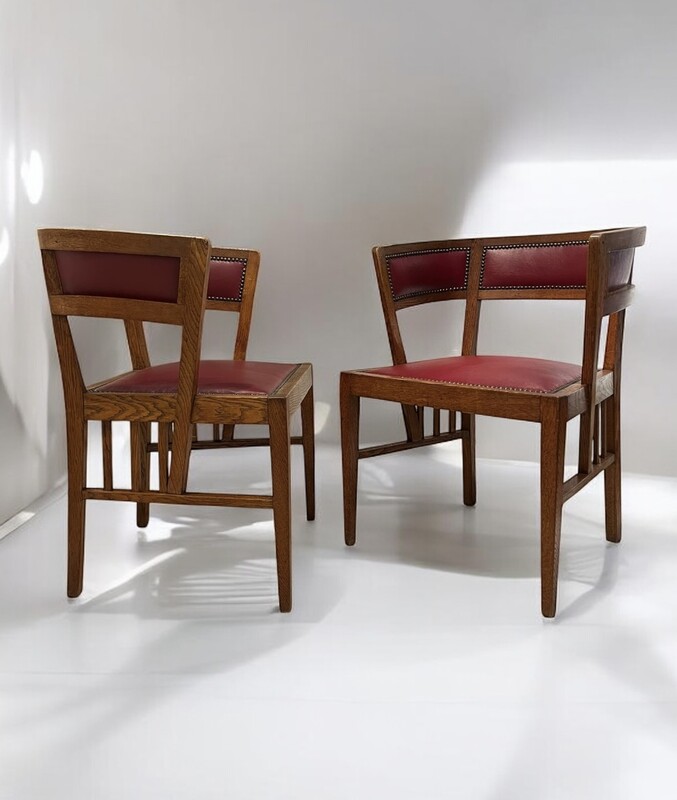 S 294 RD pair of oak art nouveau armchairs 