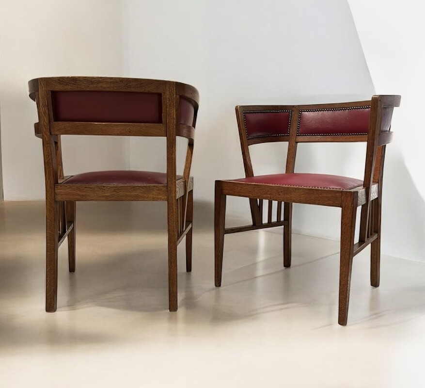 S 294 RD pair of oak art nouveau armchairs 