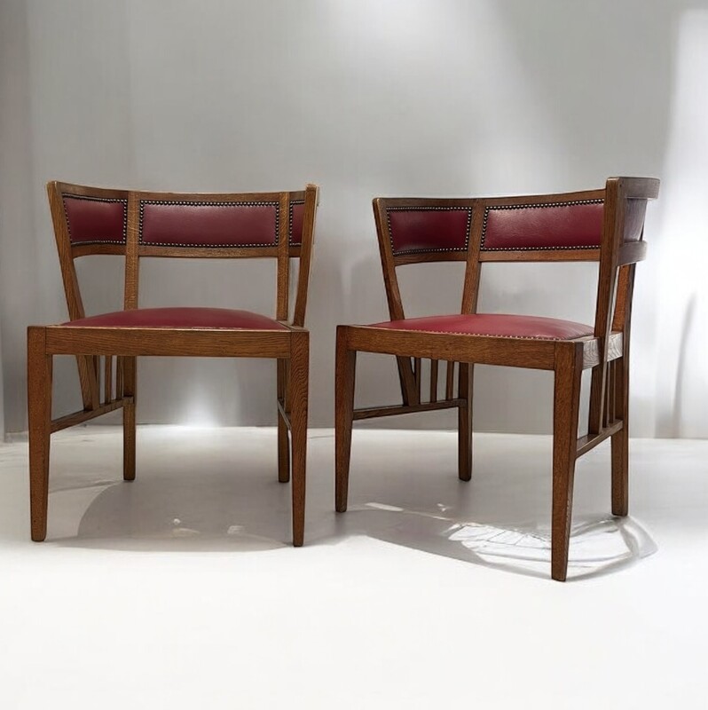 S 294 RD pair of oak art nouveau armchairs 