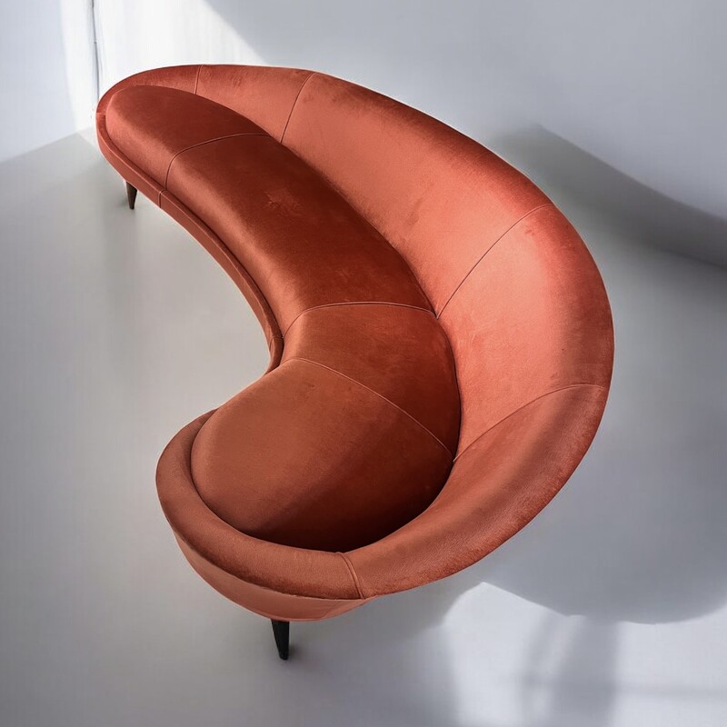S 299 FL Pink velvet sofa by Federico Munari, Italy, 1950's
