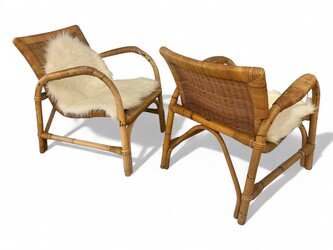 S 307 CW pair of rattan and bamboo armchairs 