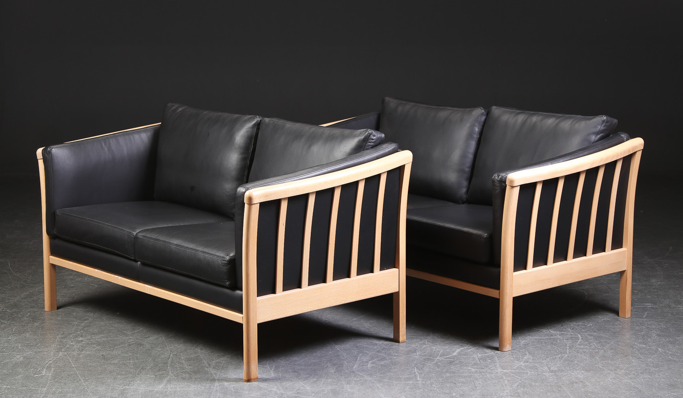 S 313 JC Pair leather danish sofas