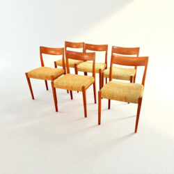 S 313 JC Set teak chairs, new upholstery, denmark 1960s