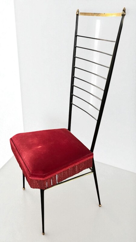 S 314 RP red velvet chair, Italy 1950
