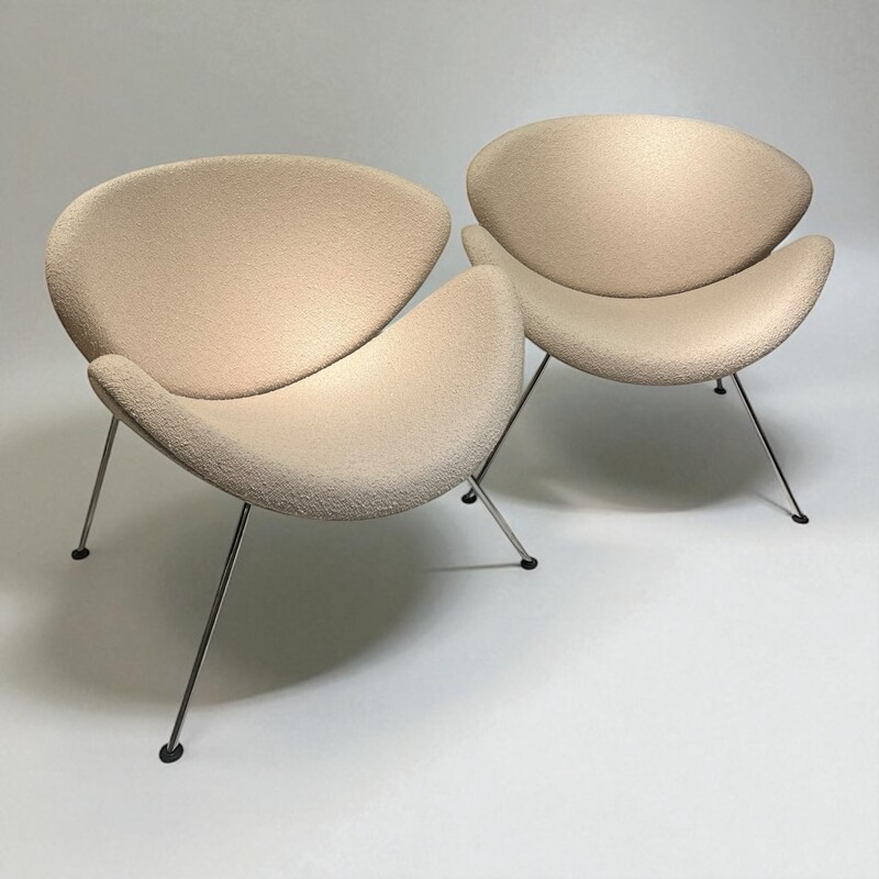 S 329 JB Pair of ORANGE SLICE CHAIRS Design PIERRE PAULIN for ARTIFORT, NEW UPHOLSTERY