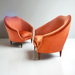 S 330 FL pair of velvet armchairs by Federico Munari, Italy, 1950's