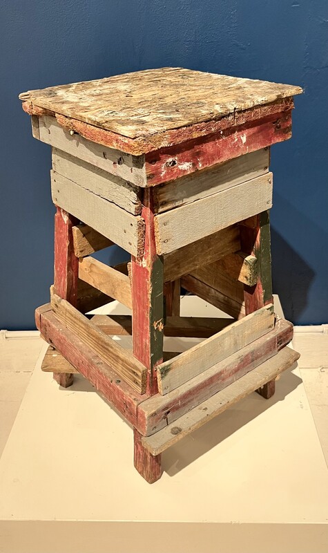 S 334 OB brutalist wood stool