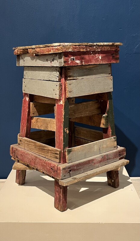 S 334 OB brutalist wood stool