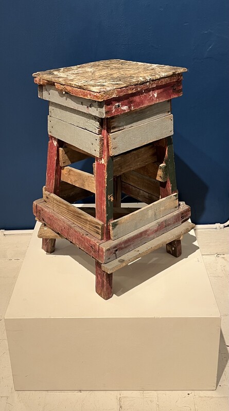 S 334 OB brutalist wood stool
