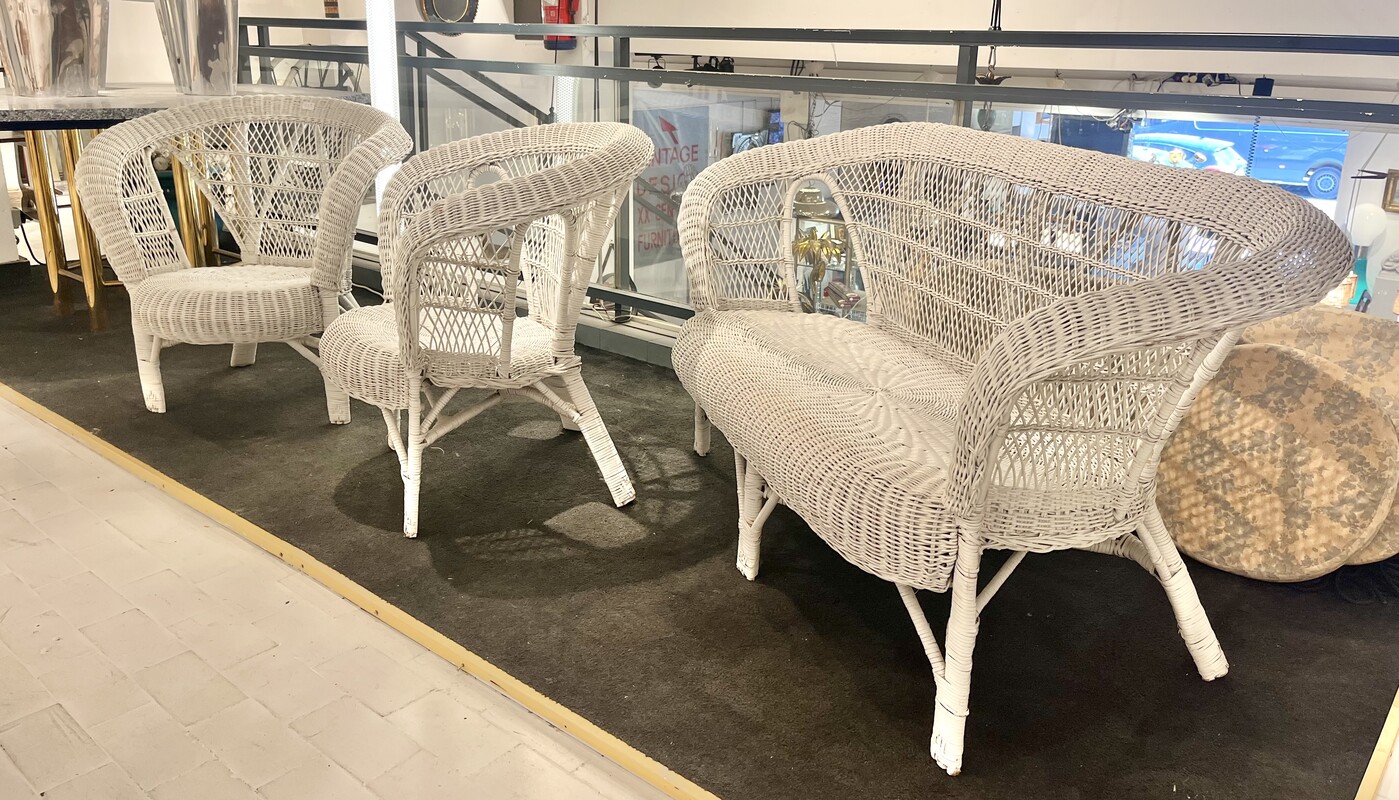 S 335 JFC rattan set composed by 2 armchairs and a sofa 