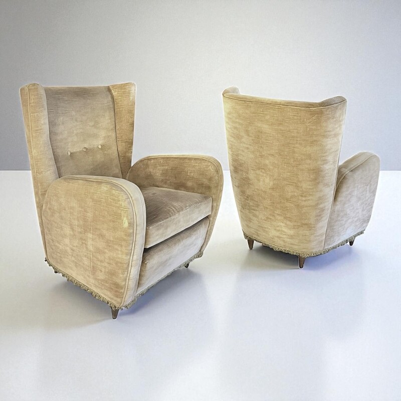 S 336 pair of Paolo Buffa velvet armchairs, 1940’s
