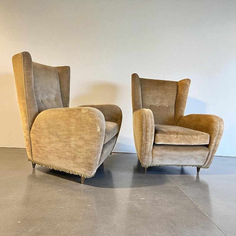 S 336 pair of Paolo Buffa velvet armchairs, 1940’s