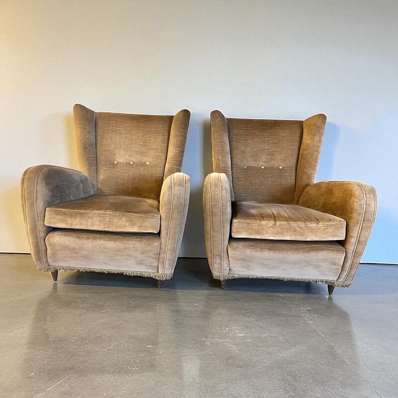 S 336 pair of Paolo Buffa velvet armchairs, 1940’s