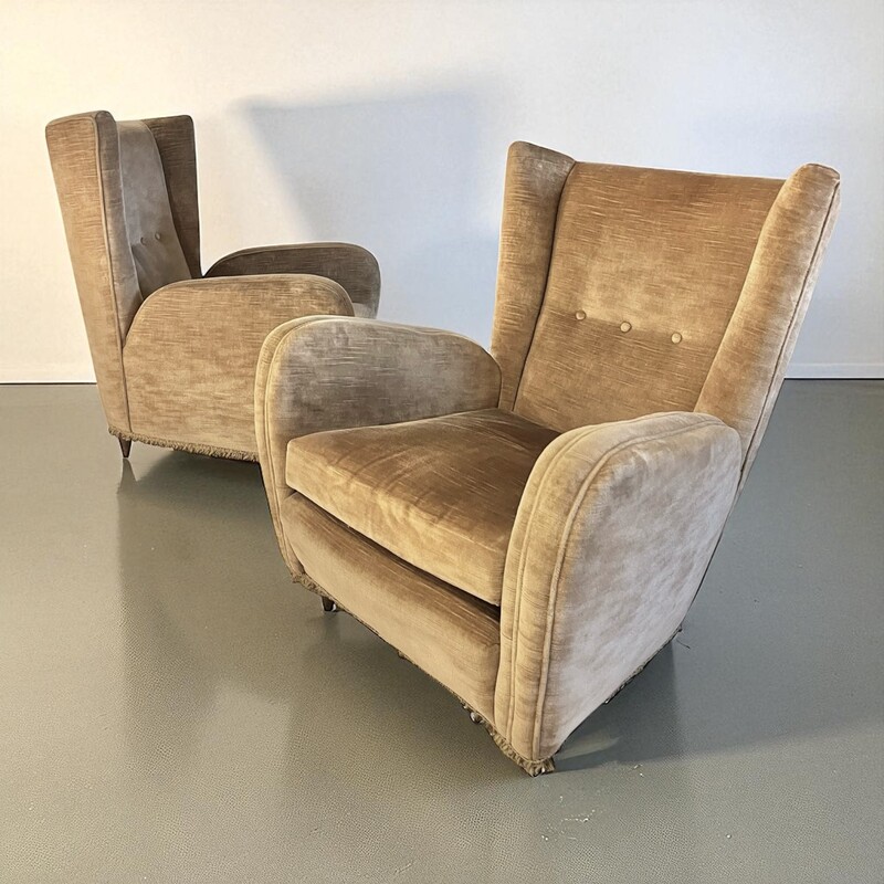 S 336 pair of Paolo Buffa velvet armchairs, 1940’s