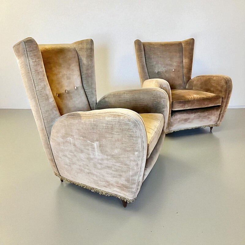 S 336 pair of Paolo Buffa velvet armchairs, 1940’s
