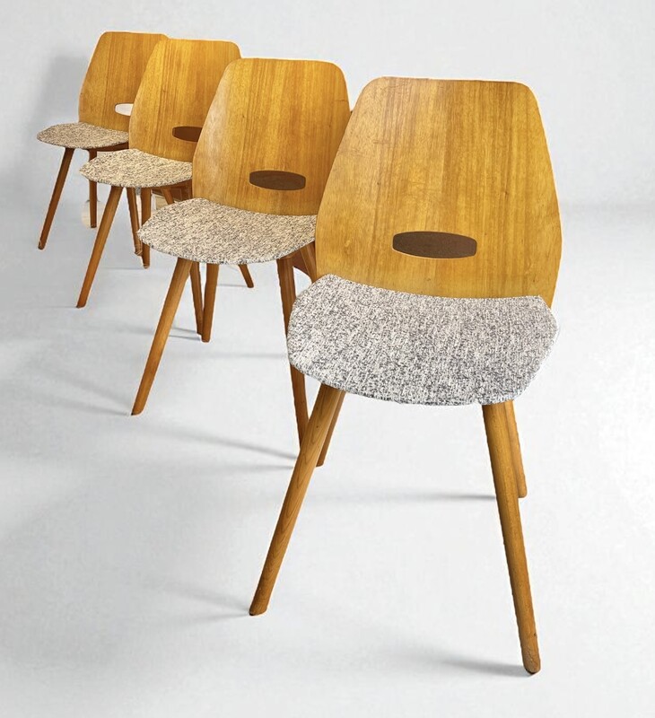 S 337 JD/RC set of 4 vintage chairs by Frantisek Jirak for Tatra, 1965