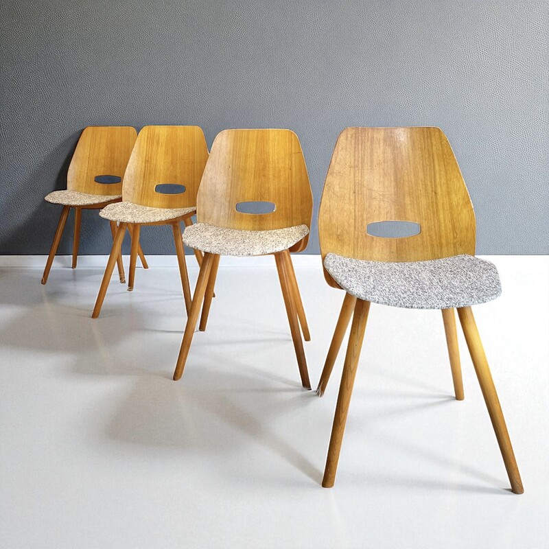 S 337 JD/RC set of 4 vintage chairs by Frantisek Jirak for Tatra, 1965
