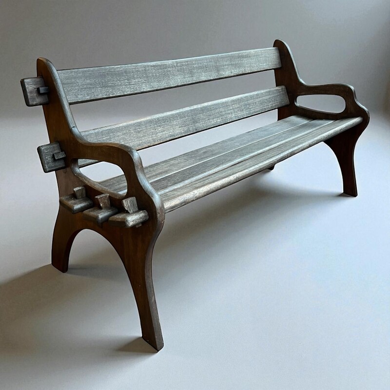 S 341 JFC brutalist wood bench 