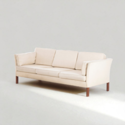 S 345 JC Three-seater freestanding sofa upholstered in light greige wool, by Erik Jørgensen