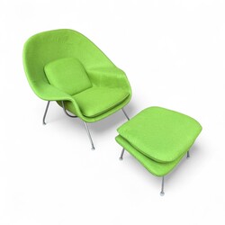 S 348 AG Womb Chair and ottoman 1sr edition by E. Saarinen