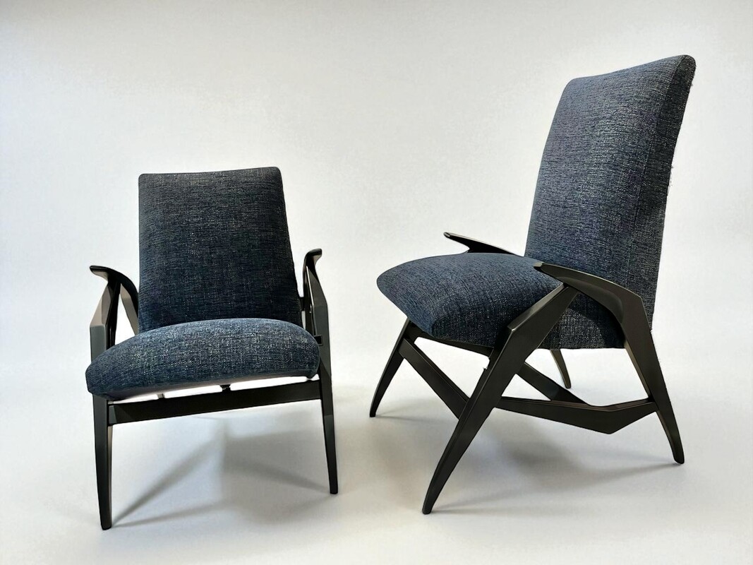 S 354 AS pair of restored armchairs - chairs, high adjustable 