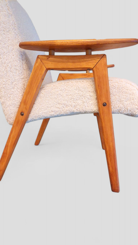S 356 JC Pair teddy bear reupholstered scandinavian armchairs 1950s