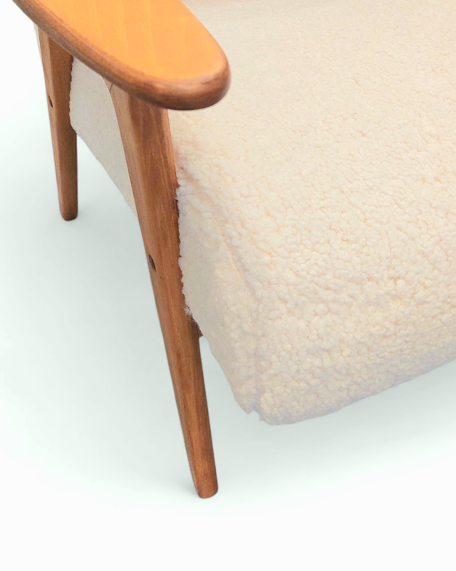 S 356 JC Pair teddy bear reupholstered scandinavian armchairs 1950s