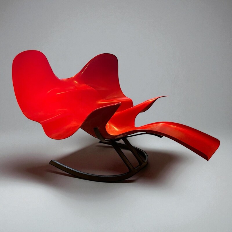 S 359 JFC red lounge chair by Bernard Rancillac