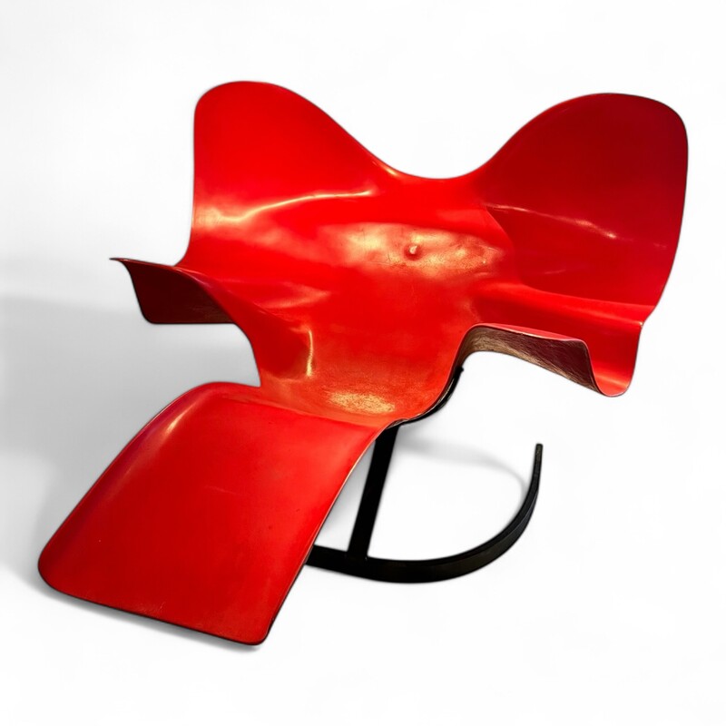 S 359 JFC red lounge chair by Bernard Rancillac