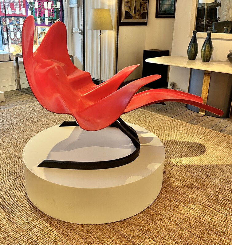 S 359 JFC red lounge chair by Bernard Rancillac