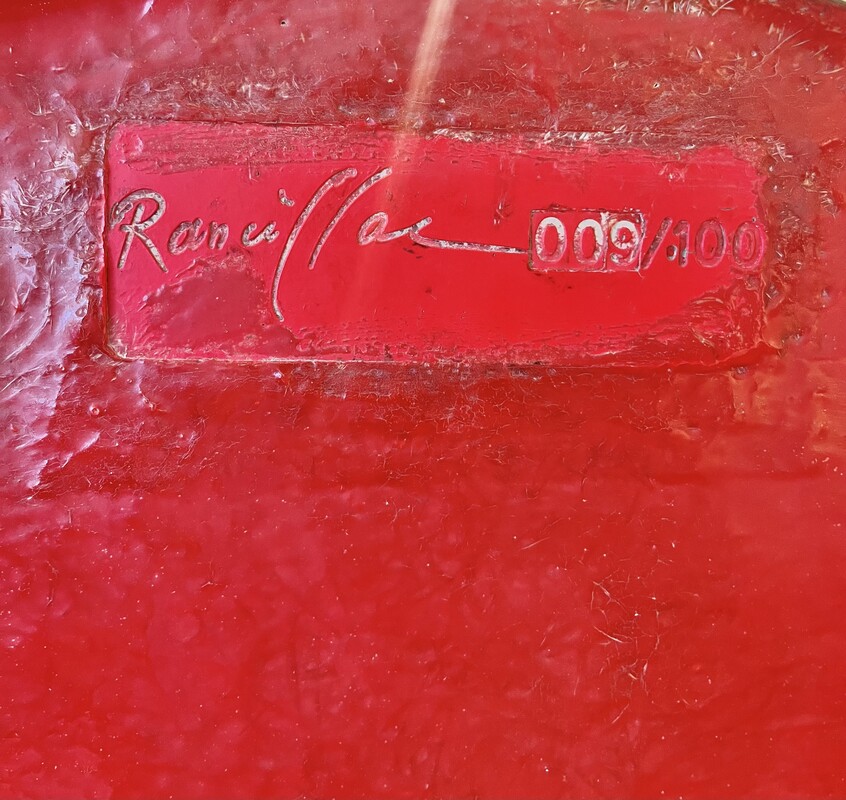 S 359 JFC red lounge chair by Bernard Rancillac