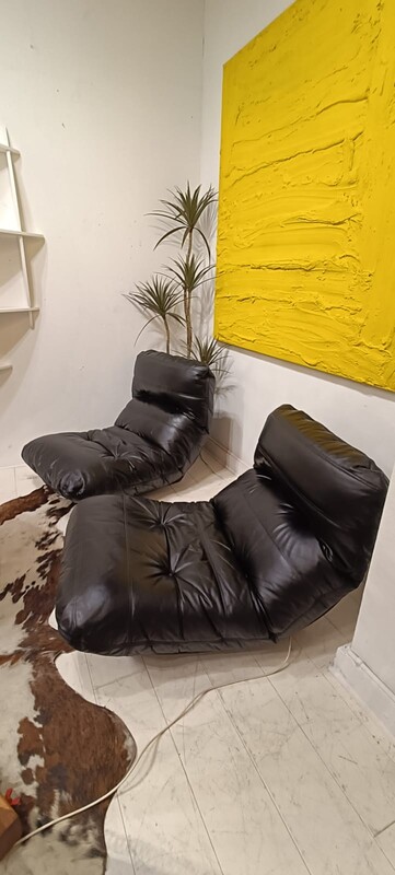 S 369 YO pair of Marsala ligne roset black leather
